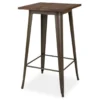 Elm Wood Rustic Wood & Steel Square Bar Table -Garden Oasis 810428889 1