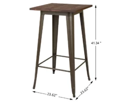 Elm Wood Rustic Wood & Steel Square Bar Table -Garden Oasis 810428889 2