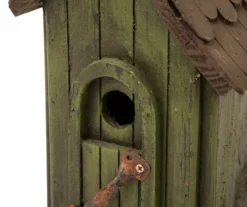 Green Distressed Wooden Birdhouse -Garden Oasis 810429014 2