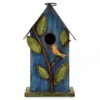 Blue Distressed Bird & Leaf Birdhouse -Garden Oasis 810429018