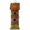 Green & Brown Distressed Flower 2-Tiered Birdhouse