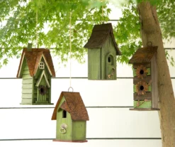 Green & Brown Distressed Flower 2-Tiered Birdhouse -Garden Oasis 810429064 2