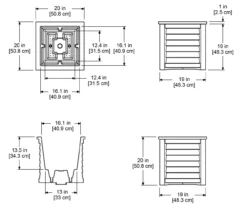 Mayne Inc. Lakeland 20" Square Planter -Garden Oasis 810440546 5