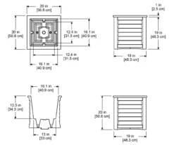 Mayne Inc. Lakeland 20" Square Planter -Garden Oasis 810440547 5