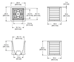 Mayne Inc. Lakeland 20" Square Planter -Garden Oasis 810440548 5