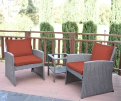 Mirabelle 3-Piece Cushioned Patio All-Weather Wicker Chat Set -Garden Oasis 810478138