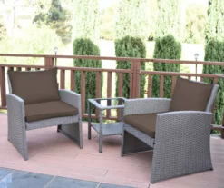 Mirabelle 3-Piece Cushioned Patio All-Weather Wicker Chat Set -Garden Oasis 810478139