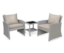 Mirabelle 3-Piece Cushioned Patio All-Weather Wicker Chat Set -Garden Oasis 810478140 8