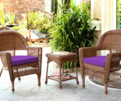 Honey 3-Piece Cushioned Patio All-Weather Wicker Chat Set -Garden Oasis 810478171