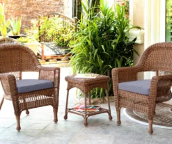 Honey 3-Piece Cushioned Patio All-Weather Wicker Chat Set -Garden Oasis 810478173