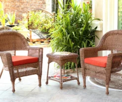 Honey 3-Piece Cushioned Patio All-Weather Wicker Chat Set -Garden Oasis 810478180
