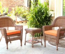 Honey 3-Piece Cushioned Patio All-Weather Wicker Chat Set -Garden Oasis 810478182