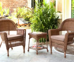 Honey 3-Piece Cushioned Patio All-Weather Wicker Chat Set -Garden Oasis 810478183