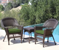 Espresso 3-Piece Cushioned Patio All-Weather Wicker Chat Set -Garden Oasis 810478209