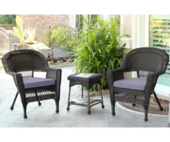 Espresso 3-Piece Cushioned Patio All-Weather Wicker Chat Set -Garden Oasis 810478210 1