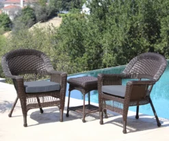 Espresso 3-Piece Cushioned Patio All-Weather Wicker Chat Set -Garden Oasis 810478210