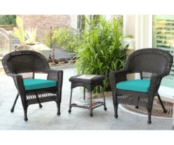 Espresso 3-Piece Cushioned Patio All-Weather Wicker Chat Set -Garden Oasis 810478261 1