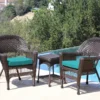 Espresso 3-Piece Cushioned Patio All-Weather Wicker Chat Set -Garden Oasis 810478261