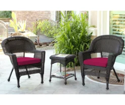 Espresso 3-Piece Cushioned Patio All-Weather Wicker Chat Set -Garden Oasis 810478263 1