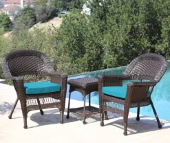 Espresso 3-Piece Cushioned Patio All-Weather Wicker Chat Set -Garden Oasis 810478264