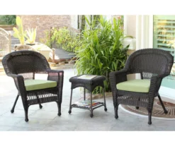 Espresso 3-Piece Cushioned Patio All-Weather Wicker Chat Set -Garden Oasis 810478266 1