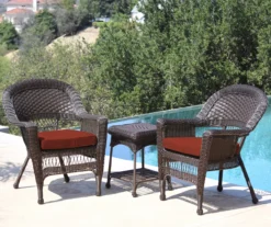 Espresso 3-Piece Cushioned Patio All-Weather Wicker Chat Set -Garden Oasis 810478267