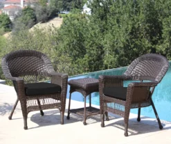 Espresso 3-Piece Cushioned Patio All-Weather Wicker Chat Set -Garden Oasis 810478268