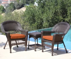 Espresso 3-Piece Cushioned Patio All-Weather Wicker Chat Set -Garden Oasis 810478269