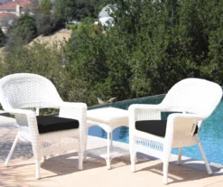 White 3-Piece Cushioned Patio All-Weather Wicker Chat Set -Garden Oasis 810478396