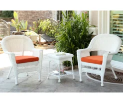 White 3-Piece Cushioned Patio All-Weather Wicker Chat Set -Garden Oasis 810478397 1