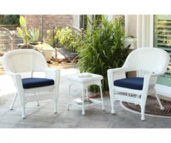 White 3-Piece Cushioned Patio All-Weather Wicker Chat Set -Garden Oasis 810478398 1