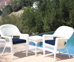 White 3-Piece Cushioned Patio All-Weather Wicker Chat Set -Garden Oasis 810478398