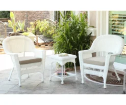 White 3-Piece Cushioned Patio All-Weather Wicker Chat Set -Garden Oasis 810478400 1