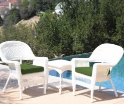White 3-Piece Cushioned Patio All-Weather Wicker Chat Set -Garden Oasis 810478401