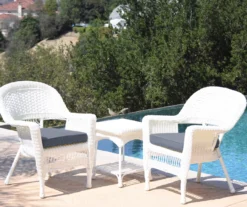 White 3-Piece Cushioned Patio All-Weather Wicker Chat Set -Garden Oasis 810478402