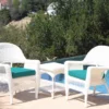 White 3-Piece Cushioned Patio All-Weather Wicker Chat Set -Garden Oasis 810478403