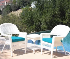 White 3-Piece Cushioned Patio All-Weather Wicker Chat Set -Garden Oasis 810478406
