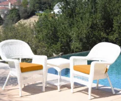 White 3-Piece Cushioned Patio All-Weather Wicker Chat Set -Garden Oasis 810478407