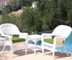 White 3-Piece Cushioned Patio All-Weather Wicker Chat Set -Garden Oasis 810478409