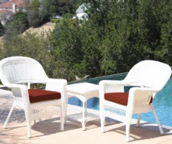 White 3-Piece Cushioned Patio All-Weather Wicker Chat Set -Garden Oasis 810478410