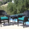 Black 3-Piece Cushioned Patio All-Weather Wicker Chat Set -Garden Oasis 810478421
