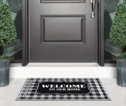 "Welcome" Gingham Outdoor Doormat, (2' X 3') -Garden Oasis 810504232 2