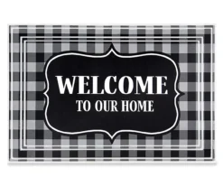 "Welcome" Gingham Outdoor Doormat, (2' X 3')