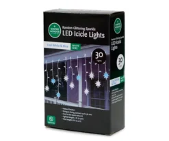 Cool White & Blue Sparkling Star LED Icicle Light Set With White Wire, 30-Lights -Garden Oasis 810524289 2