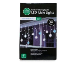 Cool White & Blue Sparkling Star LED Icicle Light Set With White Wire, 30-Lights -Garden Oasis 810524289 3