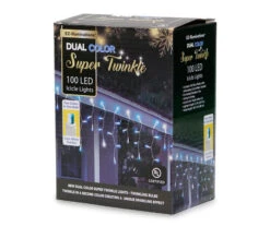 Super Twinkle Dual Color LED Icicle Light Set With White Wire, 100-Lights -Garden Oasis 810524625 3