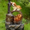 Playing Dogs & Pump LED Water Fountain -Garden Oasis 810525013