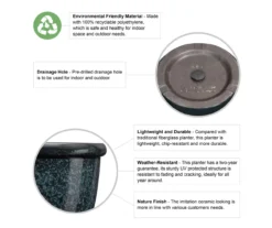 14.25" Green Speckle Glaze Plastic Planters, 3-Pack -Garden Oasis 810525063 6