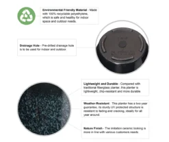 13.75" Green Speckle Glaze Plastic Planters, 2-Pack -Garden Oasis 810525064 6