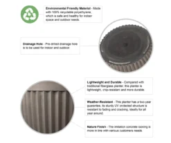 Stone Round Vertical Stripe 2-Piece Plastic Planter Set -Garden Oasis 810525066 6